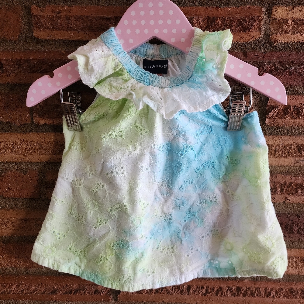 Baby Girls Eyelet Tie Dye Dress Set 18-24M.